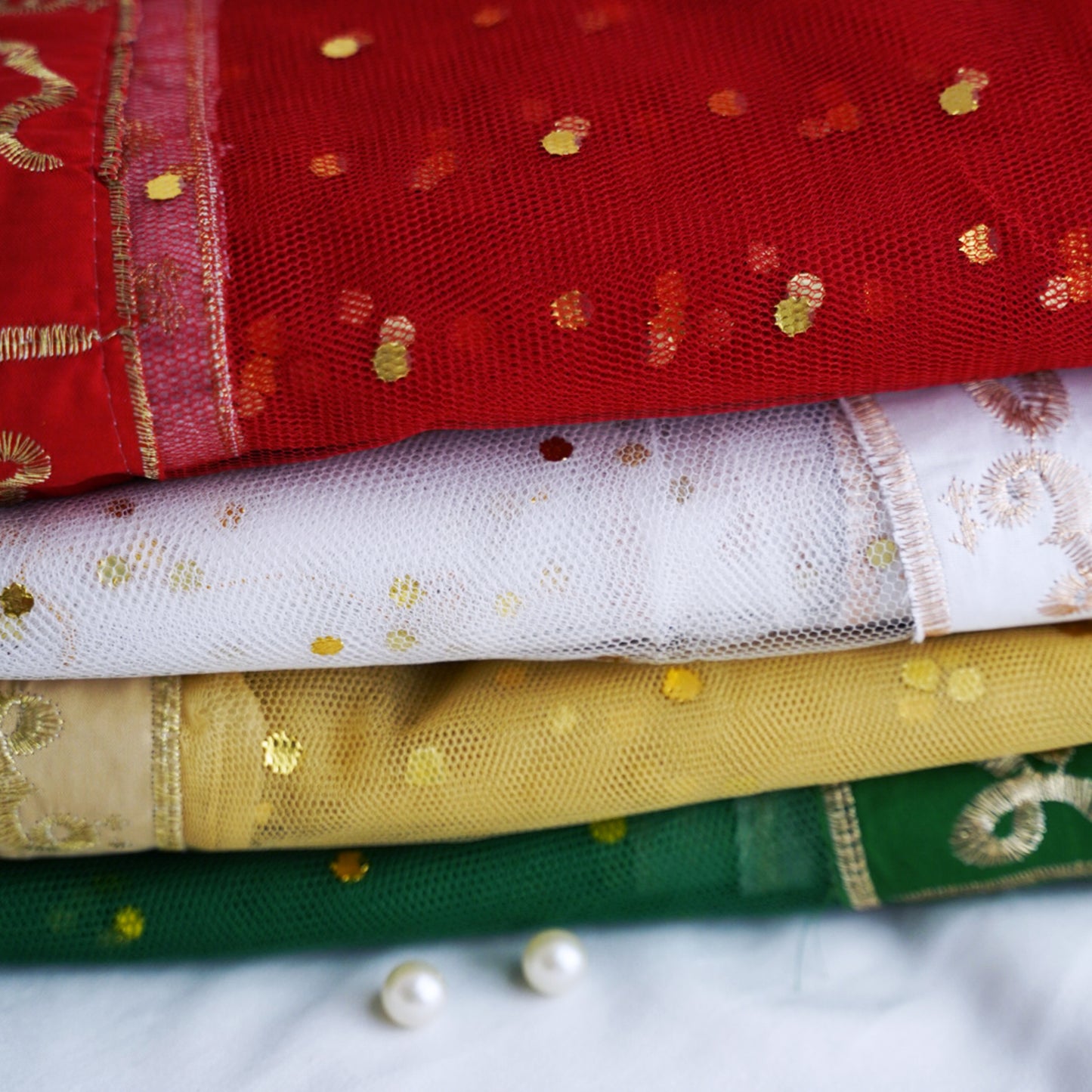Qubool Hai Dupatta – Red Net with Golden Embroidery