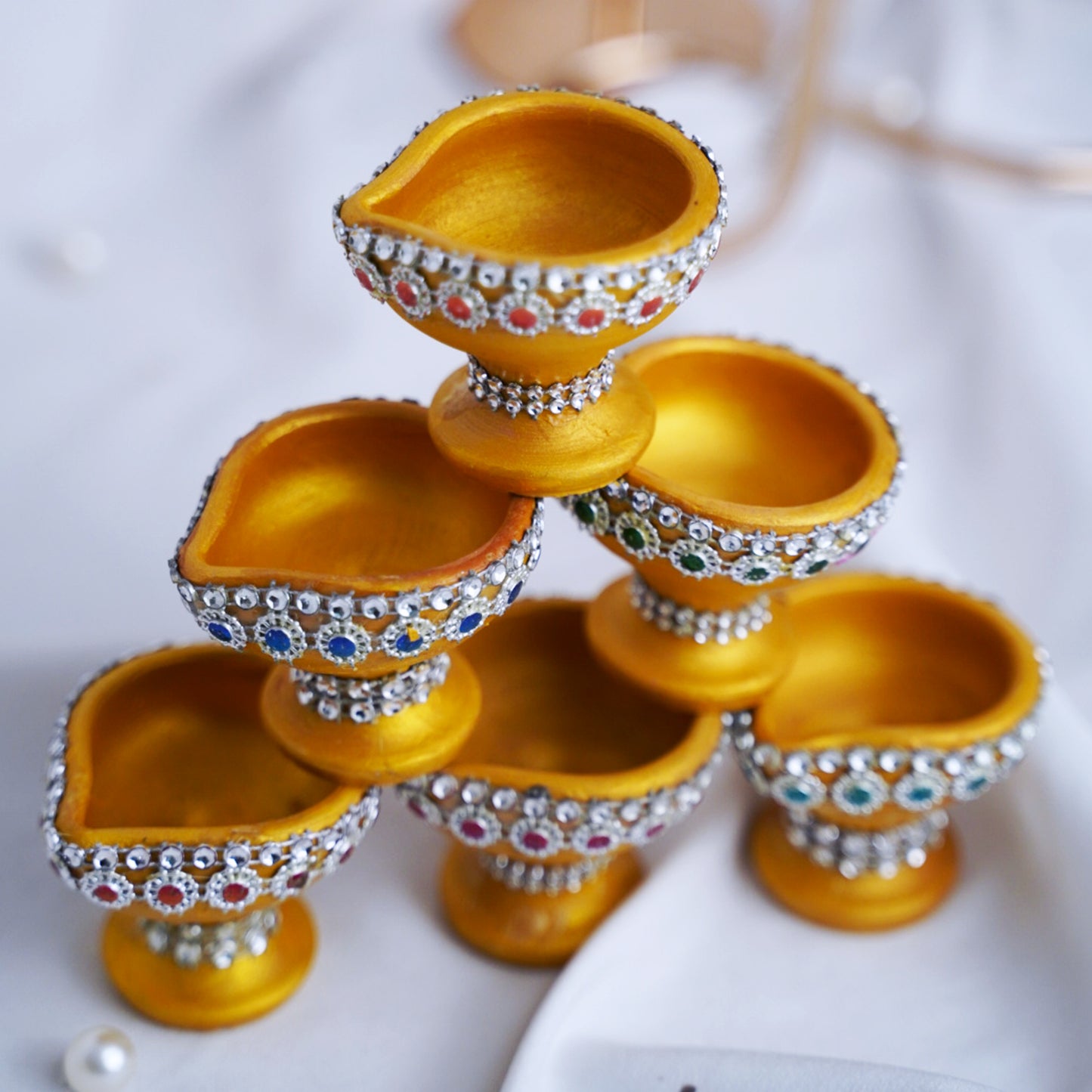 Traditional Diya Holders - Set of 6