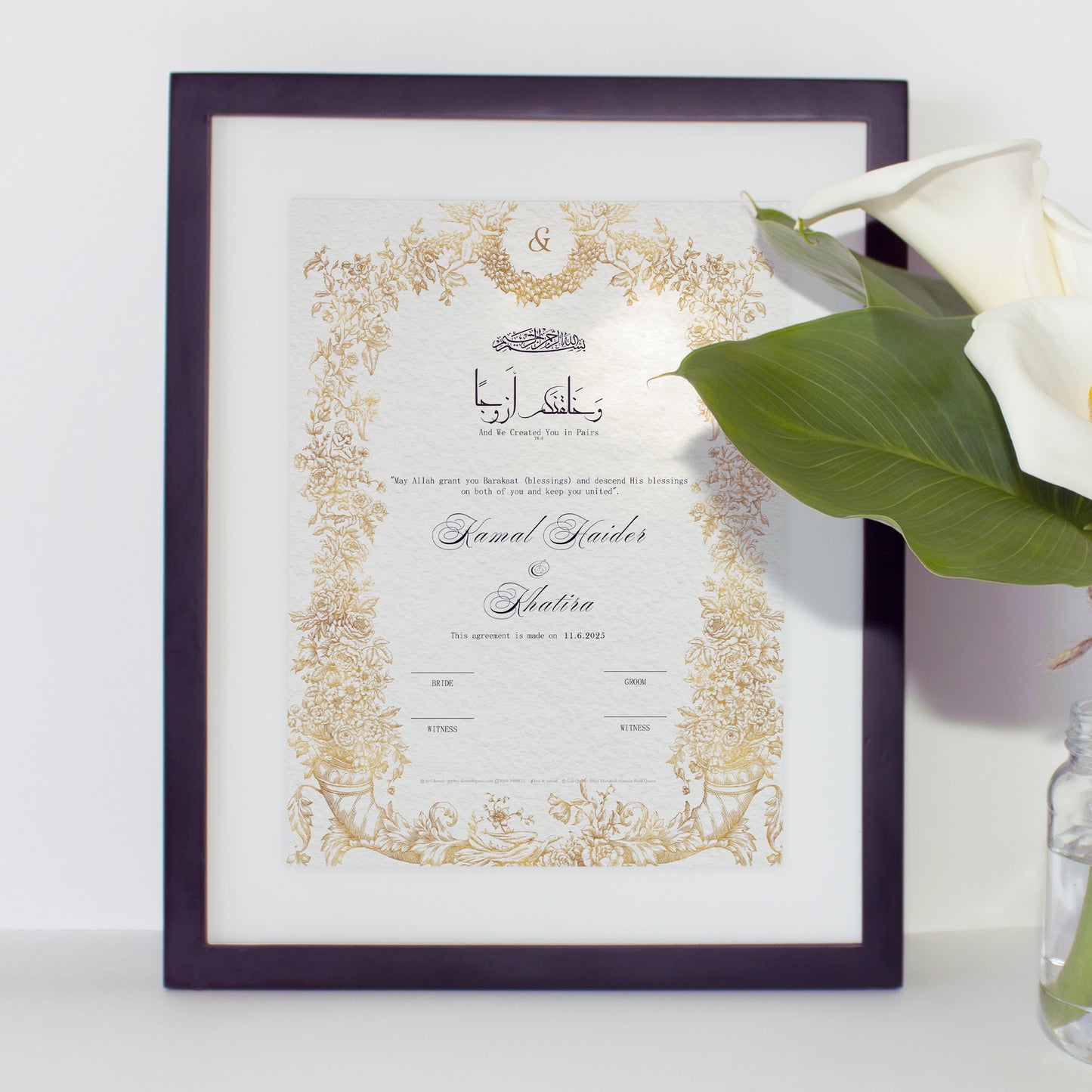 Personalized Nikah Nama Frame - 3BD