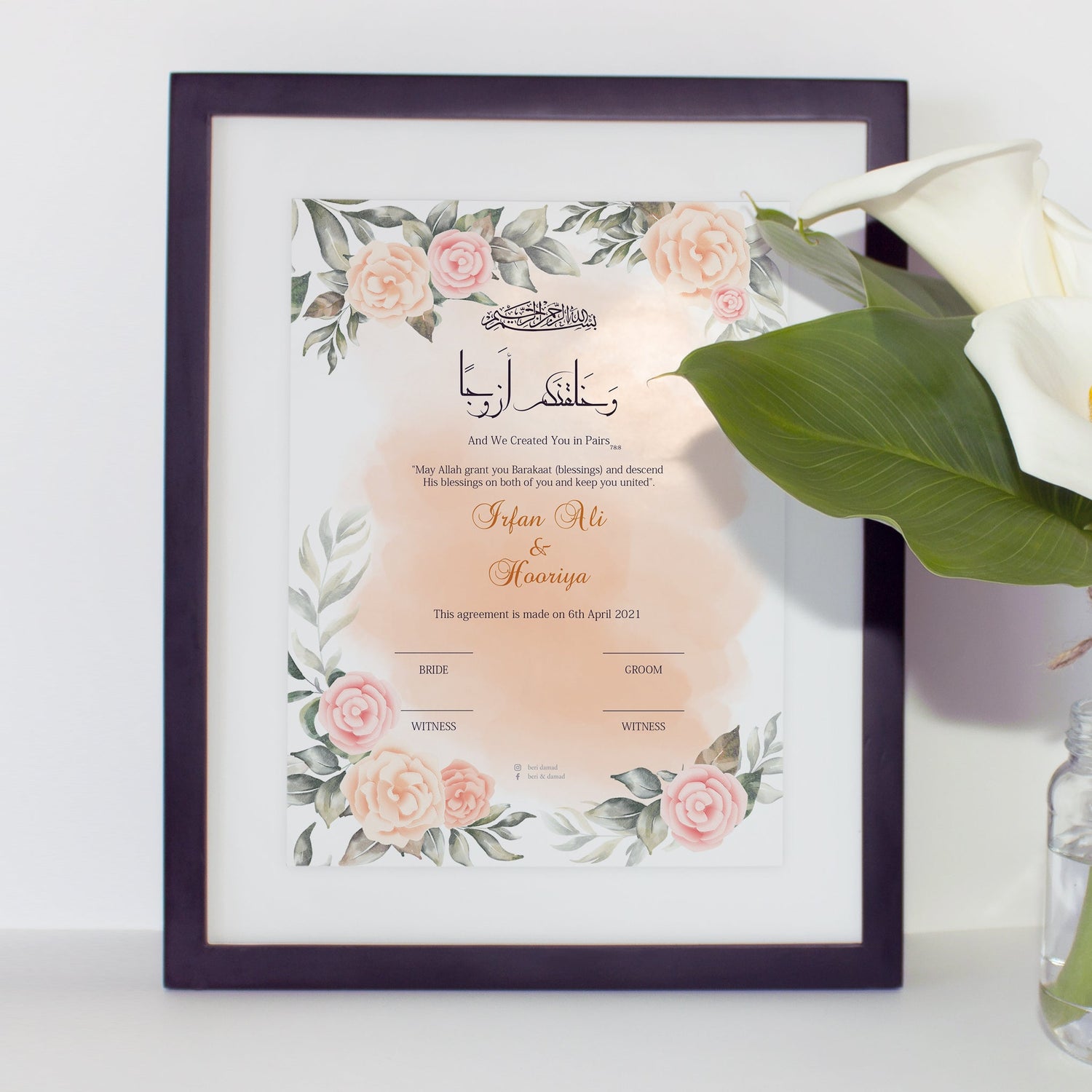 Customised Nikah Nama Frames