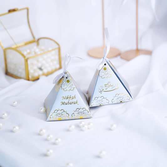 Blue & Gold Pyramid Bidh Box - Pack Of 12