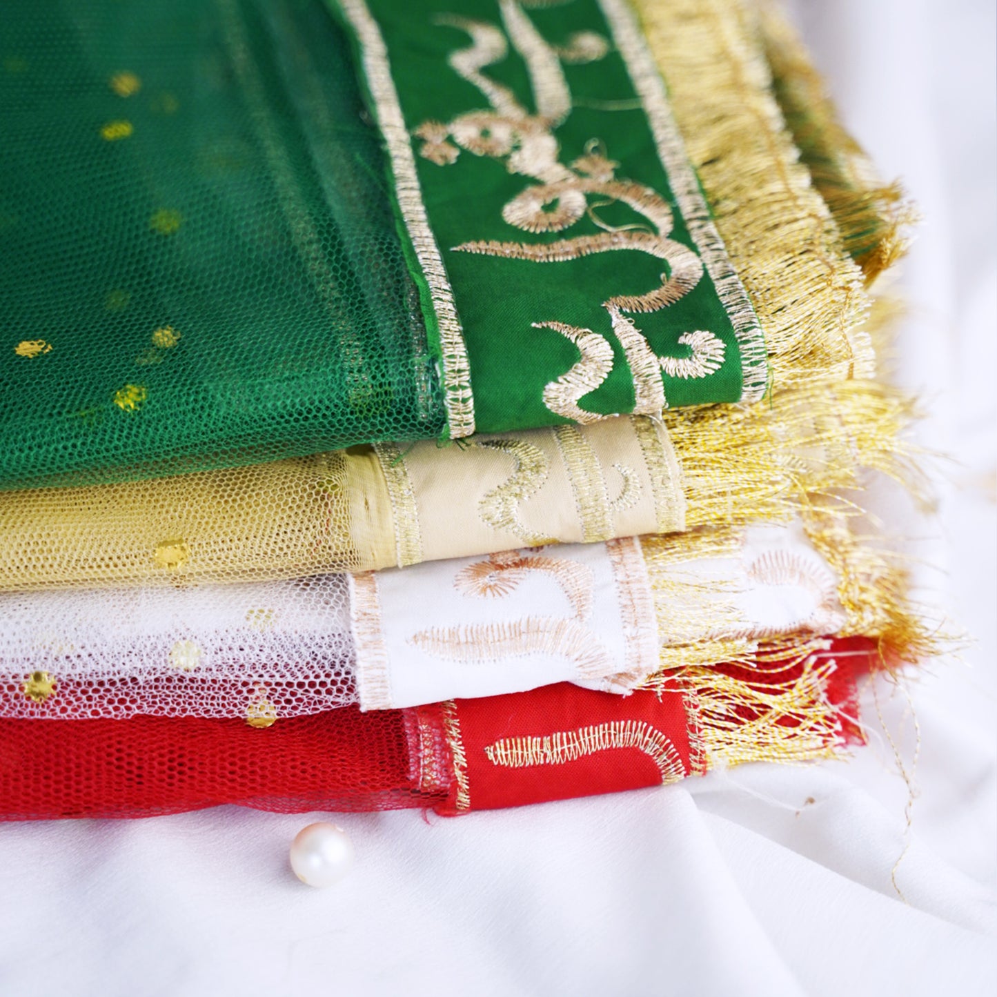 Qubool Hai Dupatta – Green Net with Golden Embroidery