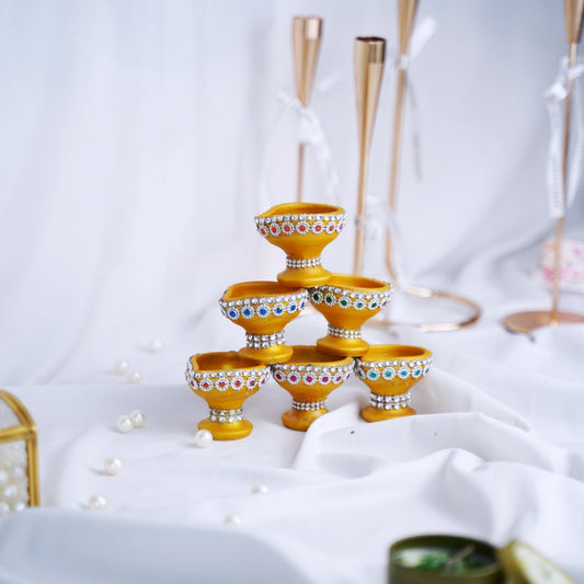 Traditional Diya Holders - Set of 6