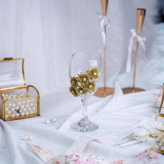 Luxurious Dhood Pilai Glass with Golden Floral Detailing