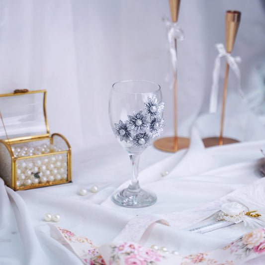 Elegant Dhood Pilai Glass with Silver Floral Embellishments