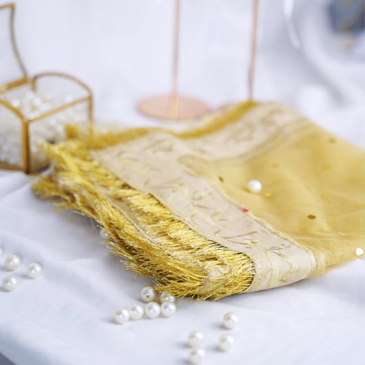 Qubool Hai Dupatta – Golden Net with Embroidery