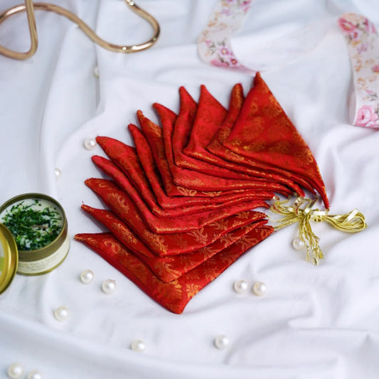 Red Banarsi Henna Wraps - Pack Of 6