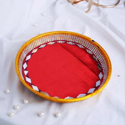 Traditional Mehndi Ceremony Plate with Mirror Work