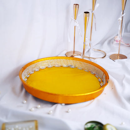 Traditional Mehndi Ceremony Plate with Mirror Work