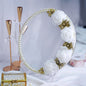 White Rose & Gold Pearl Bridal Mirror Tray