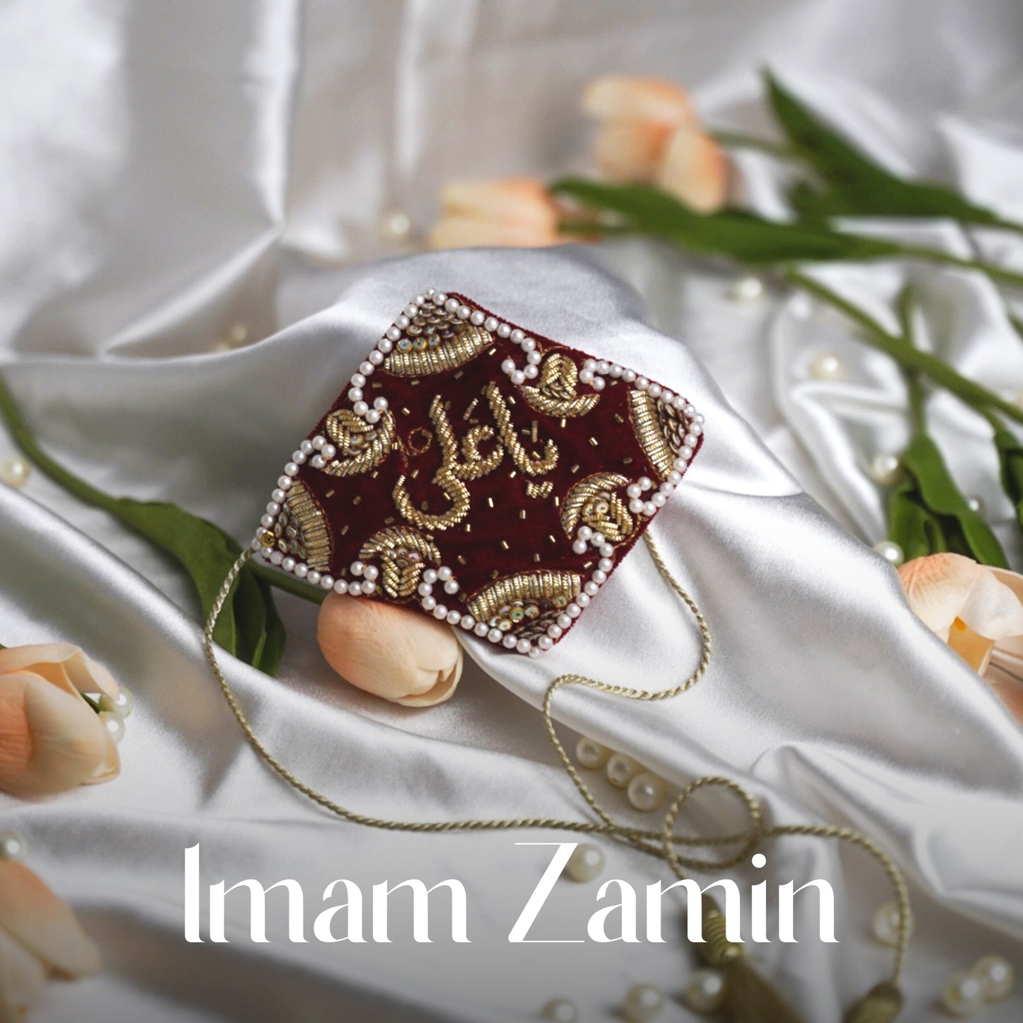 Ya Ali Ya Fatima embroidered velvet imam zamin.