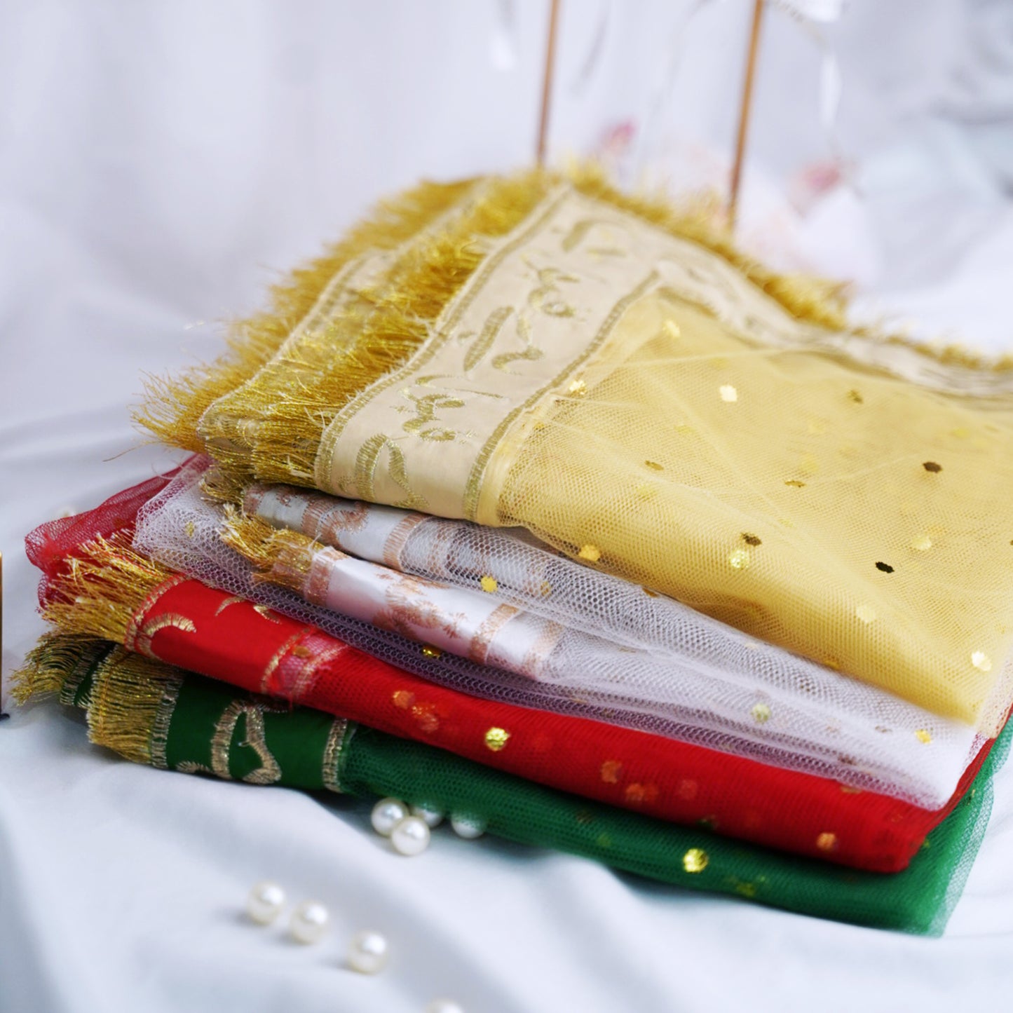 Qubool Hai Dupatta – Golden Net with Embroidery
